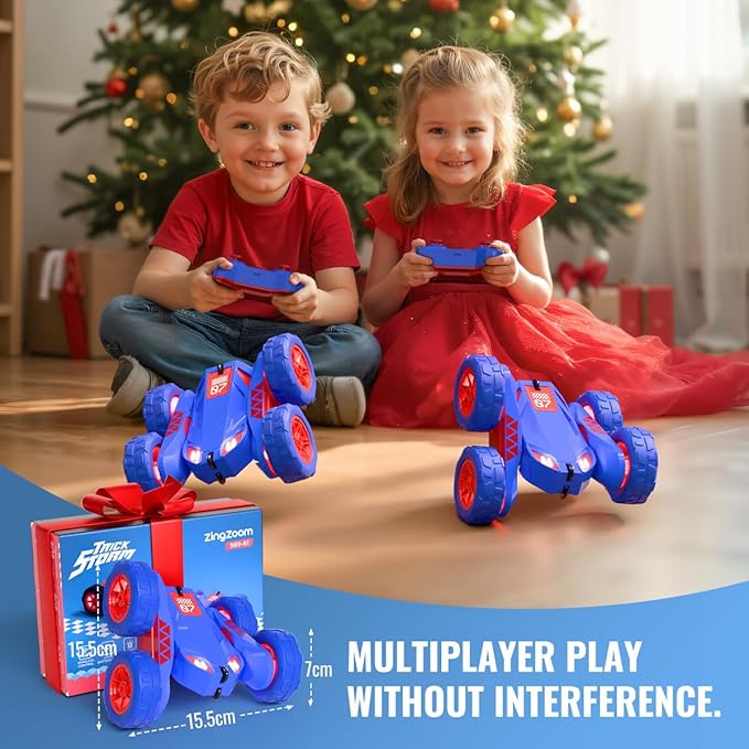 Remote Control Car Rechargeable RC Cars & Remote Double-Sided Driving 360° Flips Rotating 2.4Ghz 4WD All Terrain Stunt Race Car Toy Christmas Birthday Gift for Kids Boys 3-12