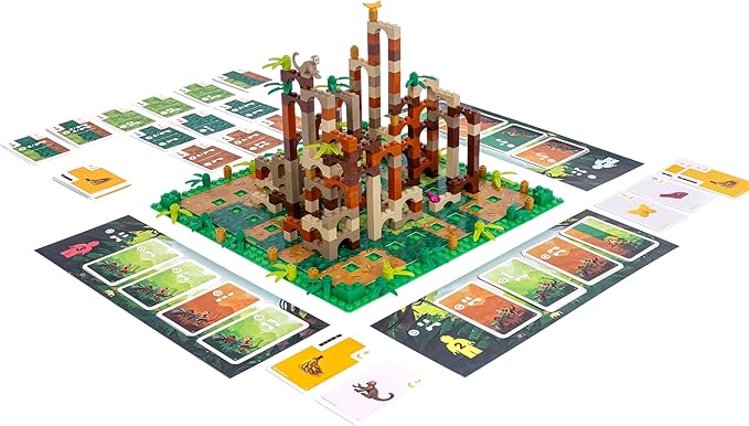 Dotted Games Monkey Palace: A Lego Board Game - Build Your Way to Victory Brick by Brick! Fun Family Brick-Building Game for Kids & Adults Ages 10+ 2-4 Players 45 Minute Playtime
