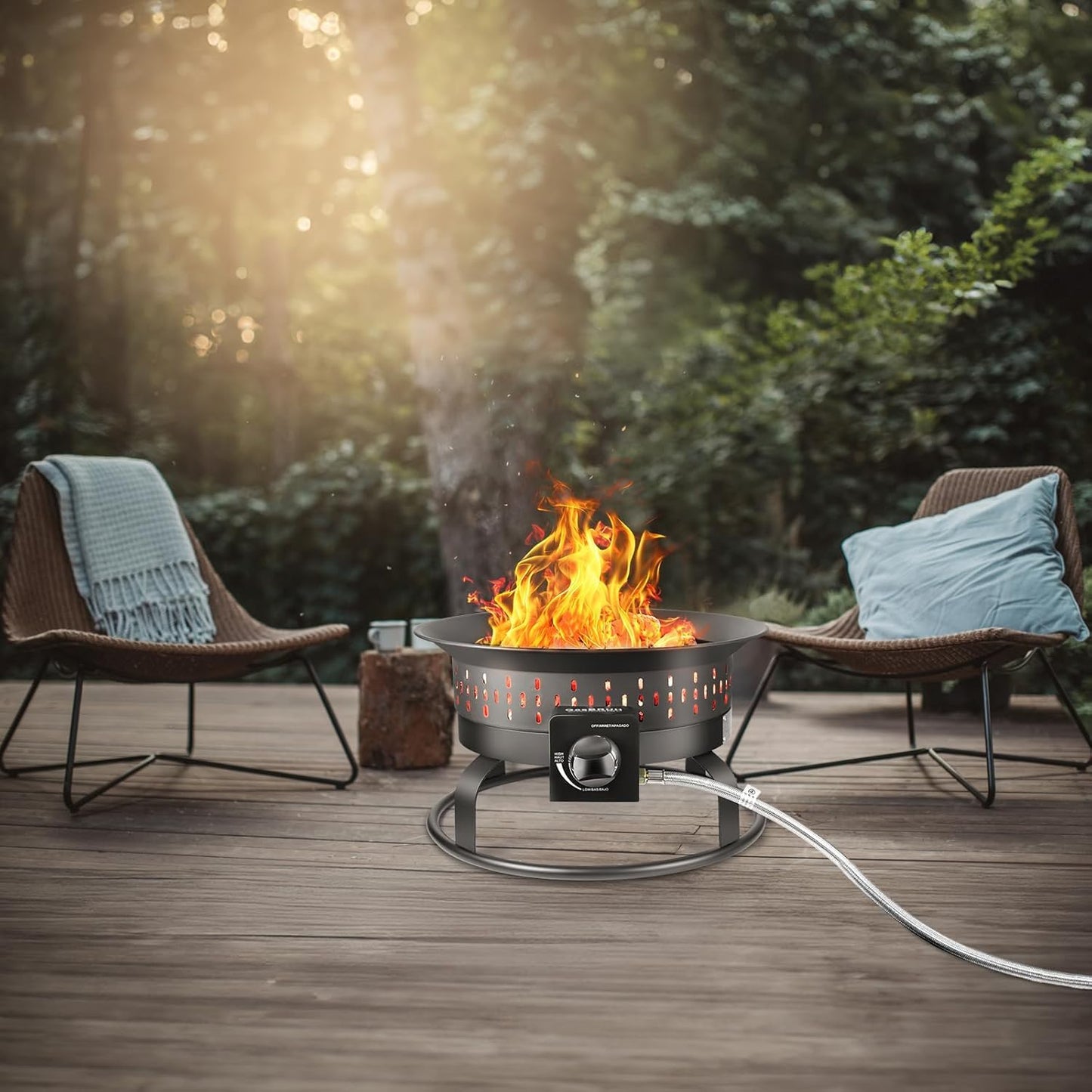 GasBRUH 19″ Outdoor Portable Propane Fire Pit with Cover&Carry Kit,Outdoor Fireplace,60,000 BTU Camping Propane Firepit,Portable Gas Fire Pits for Outside Patio,Camping,RV,Smokeless Gas Firebowl