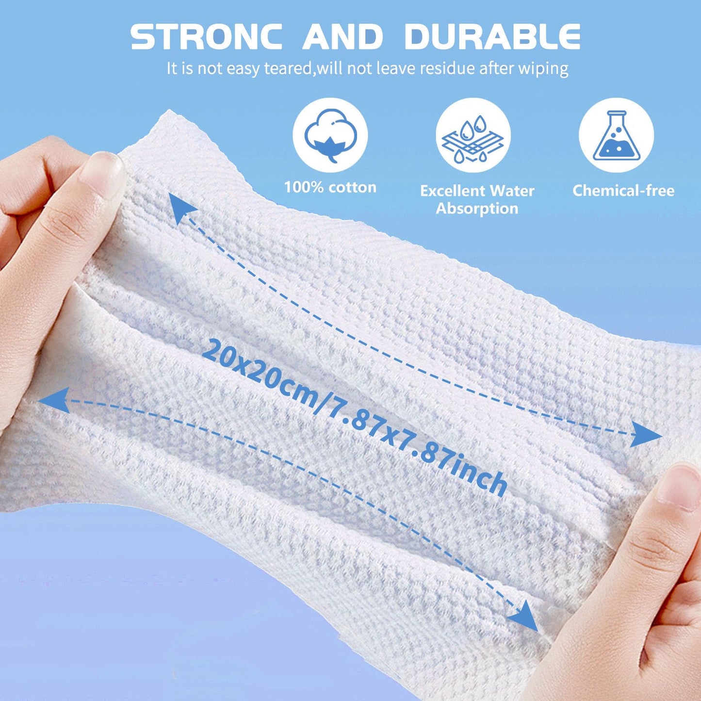 Cotton Facial Dry Wipes 100 Count, Deeply Cleansing Disposable Face Towel, Multi-Purpose for Skin Care, Make-up and Facial Cleansing (1 Pack)
