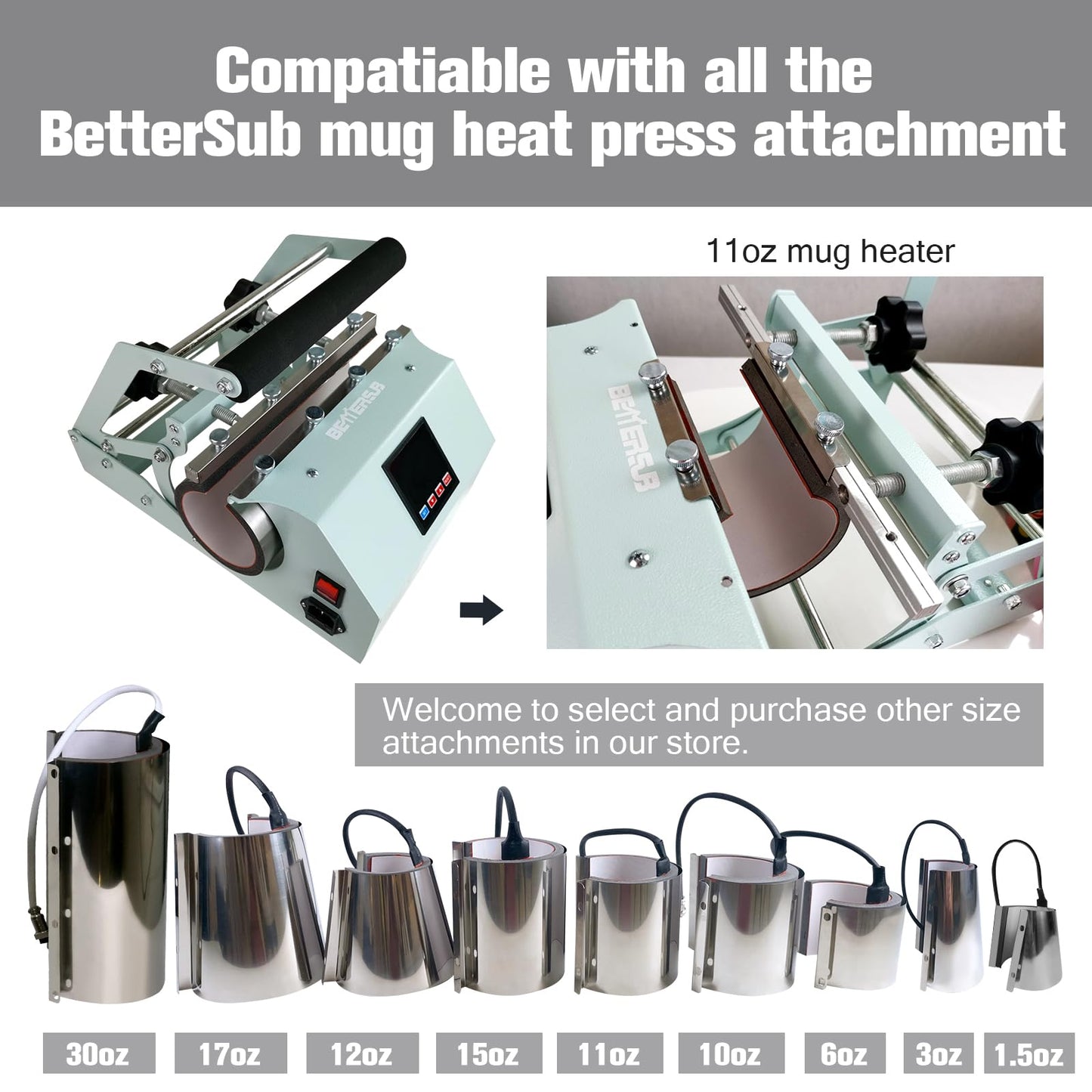 BetterSub 3in1 Tumbler Mug Heat Press Machine 30 OZ 20 OZ 16 OZ Sublimation Straight Skinny Tumbler Mug 3 OZ 1.5 OZ Shot Glass,11 OZ 15 OZ 16 OZ Sublimation Mug Heat Transfer (3in1 Teal)