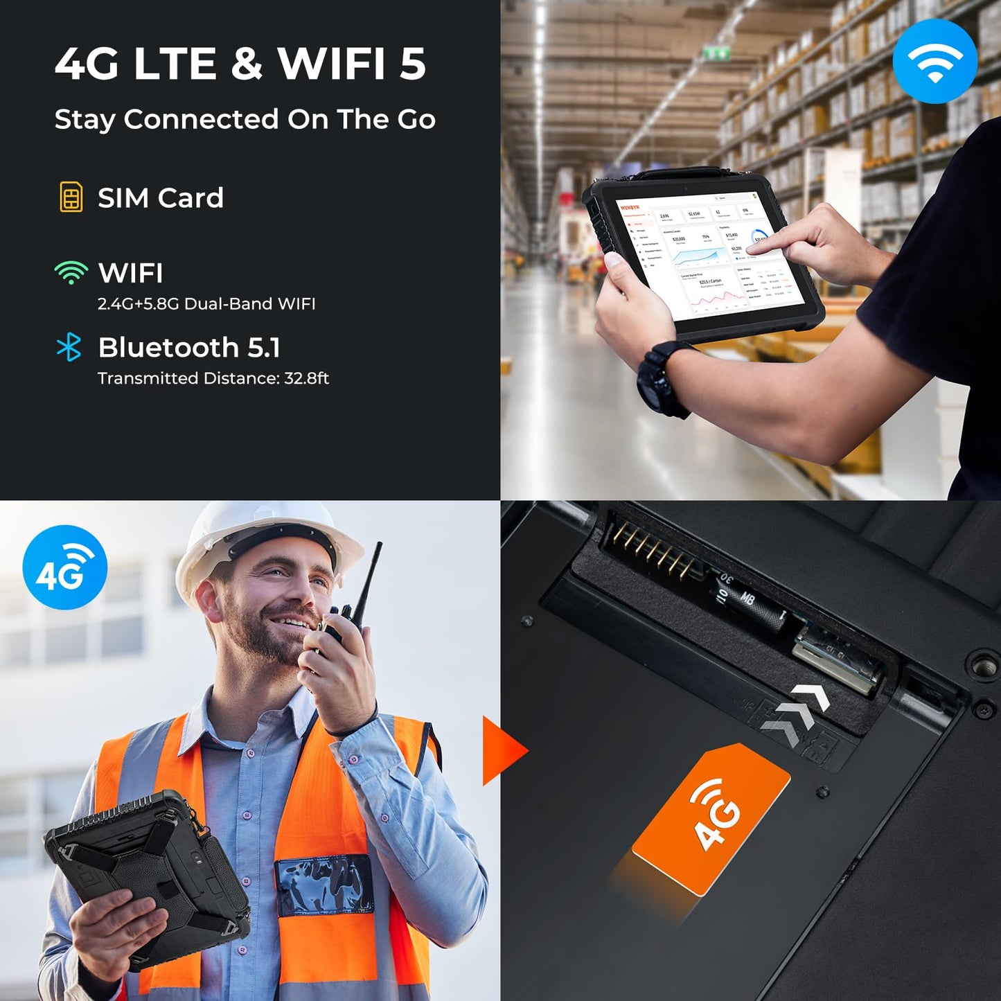 MUNBYN Rugged Windows Tablet IRT06, 8 inch Windows 10 Pro Rugged Tablet, 8GB+128GB Industrial Tablets, Intel N5100 5000mAh Tablet PC, and Rugged Tablet IRT08, 10.1 inch Windows Tablet, Windows 11 Pro