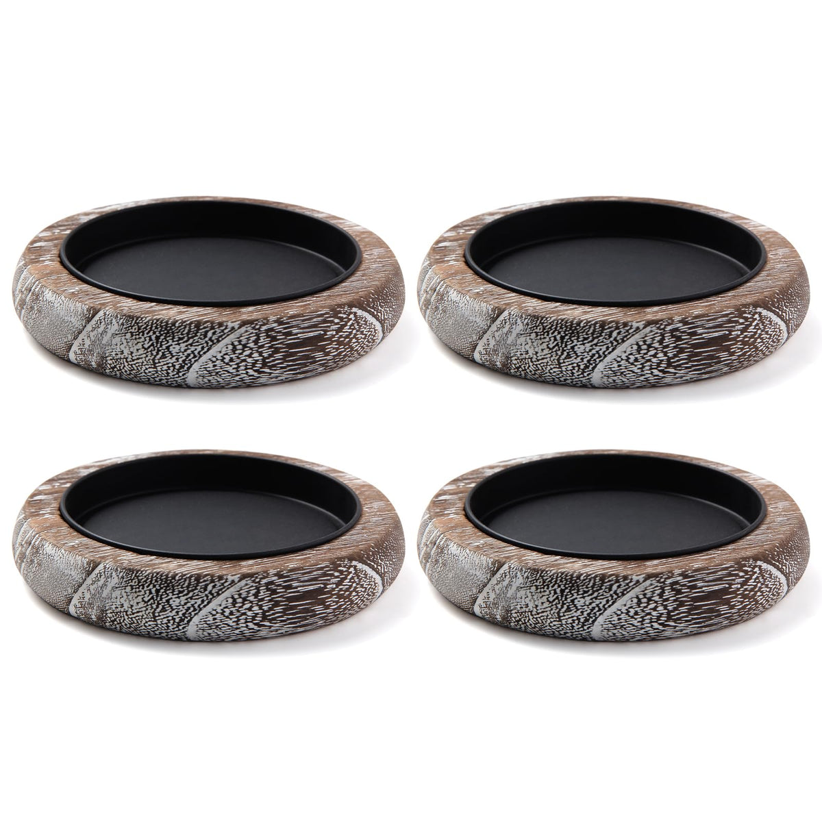 Hatway Wood Candle Holder Farmhouse Decor Wooden Pillar Candles Tray for Table Centerpiece Small Decorative Tray Riser Round Wooden Plate Pedestal Stand for Coffee Table for Christmas Decor-Bai-4