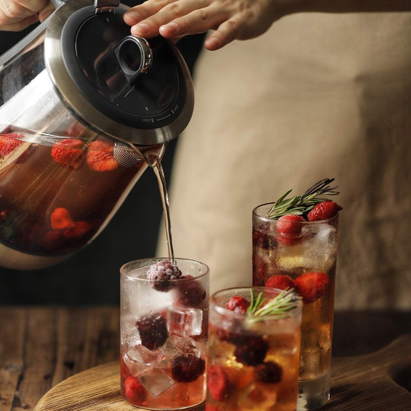 BUYDEEM K2423 Tea Maker, 316 Stainless Steel & Heat Resistant DURAN Glass Electric Kettle, 5 Temperature Settings, Removable Infuser, Auto Keep Warm, 1.2L