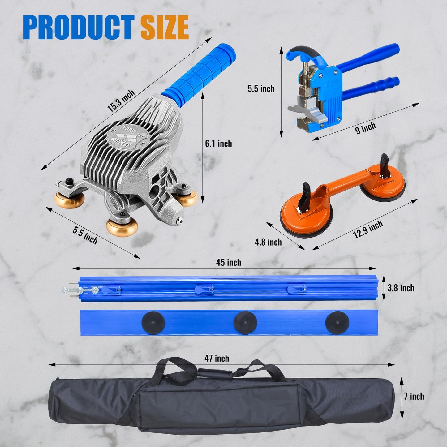 87-Inch Tile Cutter - Manual Cutting Tool for Large Format Ceramic Porcelain Tiles, Professional Porcelain Slab Cutting Machine with Double Rails Design and Glass Suction Cup