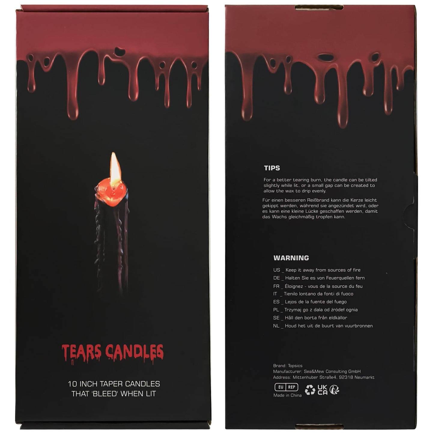Topsics 6 PCAK Bleeding Taper Candles, 10 inch Tears Candle, Bleeding Candlesticks for Halloween, Horror Themed Candles