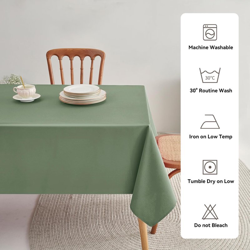 Romanstile Spring Rectangle Tablecloth - Waterproof and Wrinkle Resistant Washable Polyester Table Cloth for Kitchen Dining/Party/Wedding Indoor and Outdoor Use (52 x 70 inch, Sage Green)