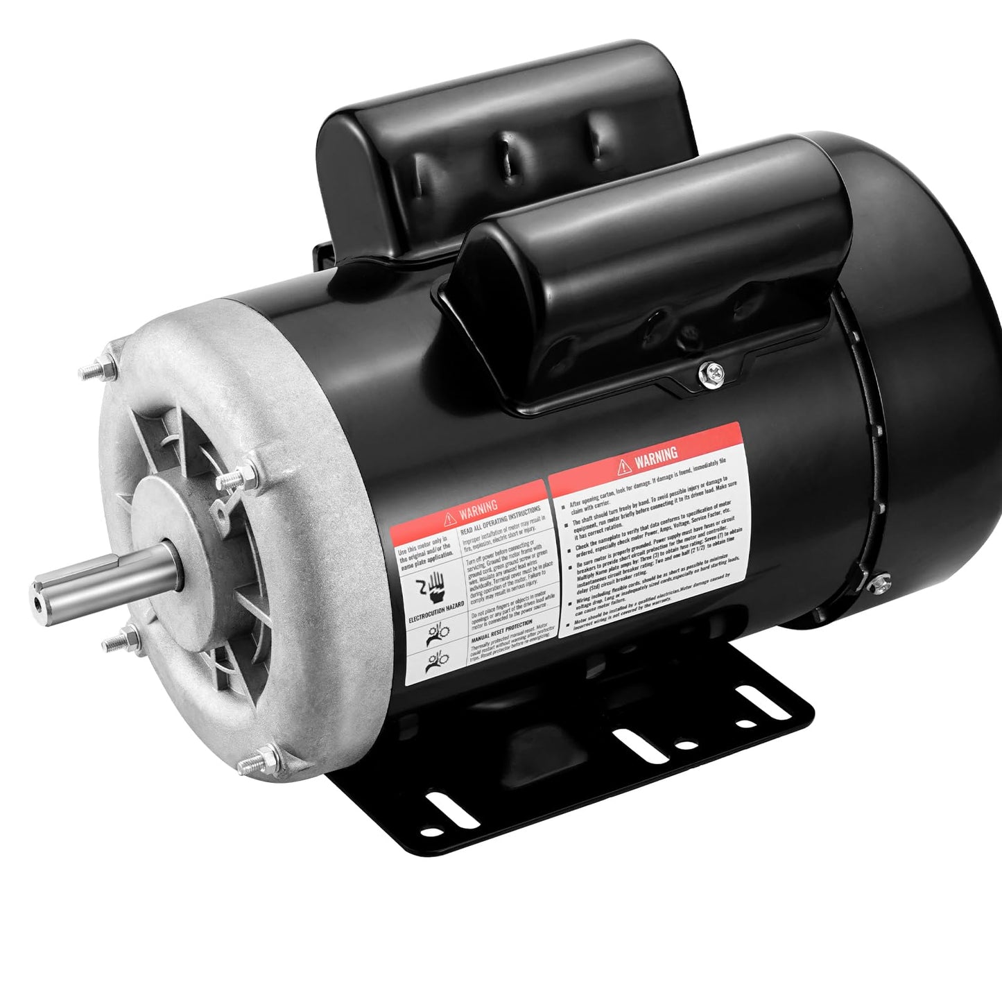VEVOR 1.5HP Electric Motor 3450 RPM, AC 115V/230V, 56 Frame, Air Compressor Motor Single Phase, 5/8" Keyed Shaft, CW/CCW Rotation for Agricultural Machinery and General Equipment