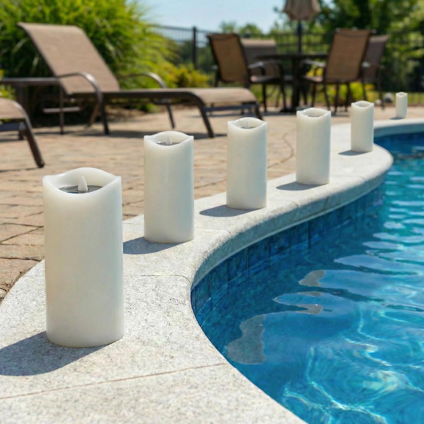 Large Solar Candle Lights Outdoor,Flameless Pillar IP65 Waterproof White Fake Candle,Dusk to Dawn,Solar Powered LED Candles for Patio Yard Deck Window Decor,Mothers Day Gifts,3"x6",Set of 2