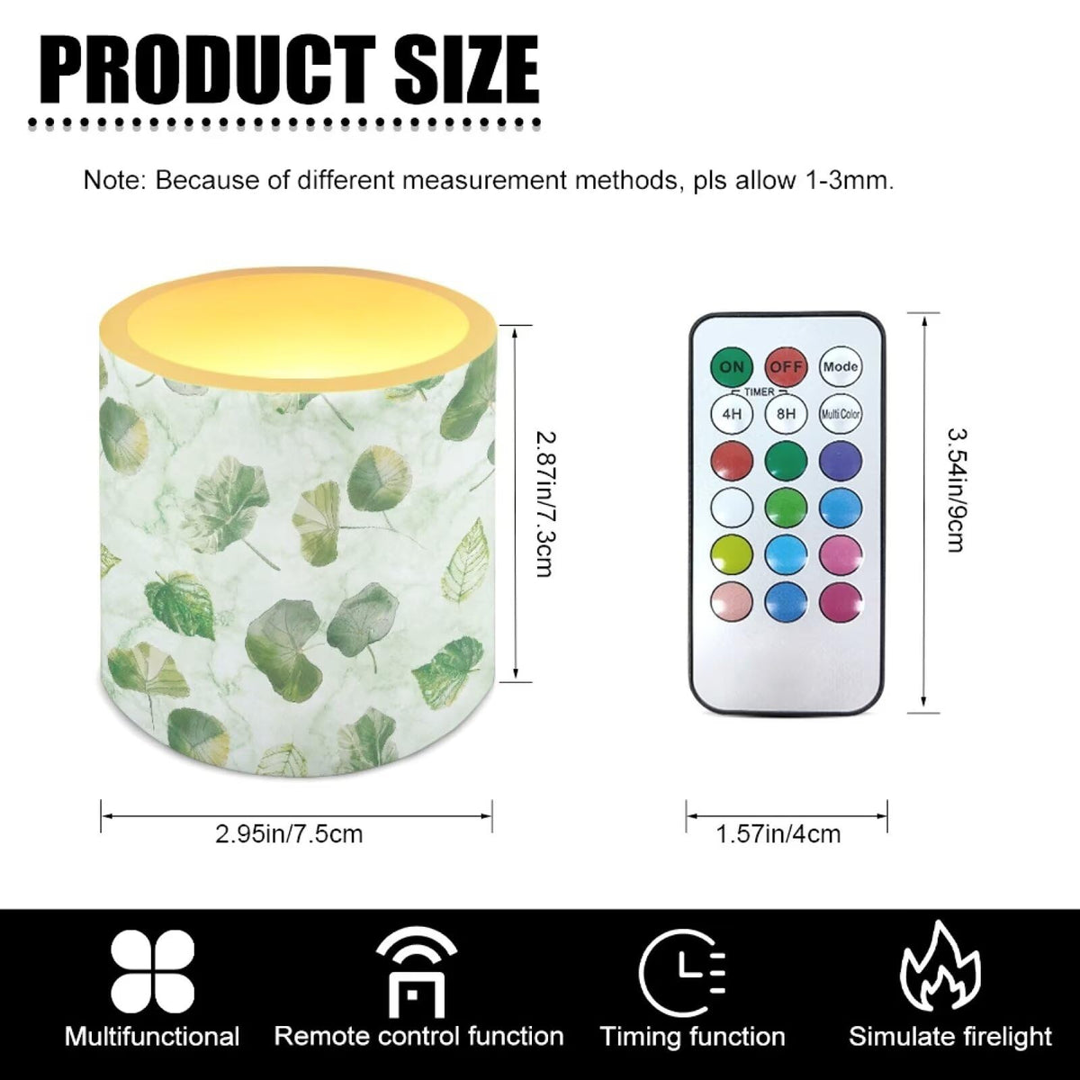NETILGEN Green Leaf 3 inch Flameless LED Candles with Remote Timer Set of 4 Home Decorative Realistic Flickering Flameless Candles with Battery Powered