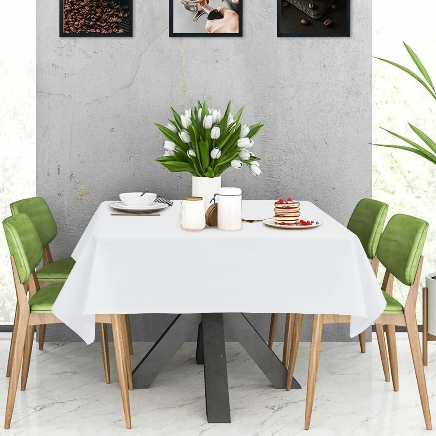 12 Pack Black Square Tablecloths, 52 x 52 Inch Square Table Cloth Stain and Wrinkle Resistant Washable Polyester Tablecloth for Square Tables, Black Square Tablecloth for Wedding Party Buffet