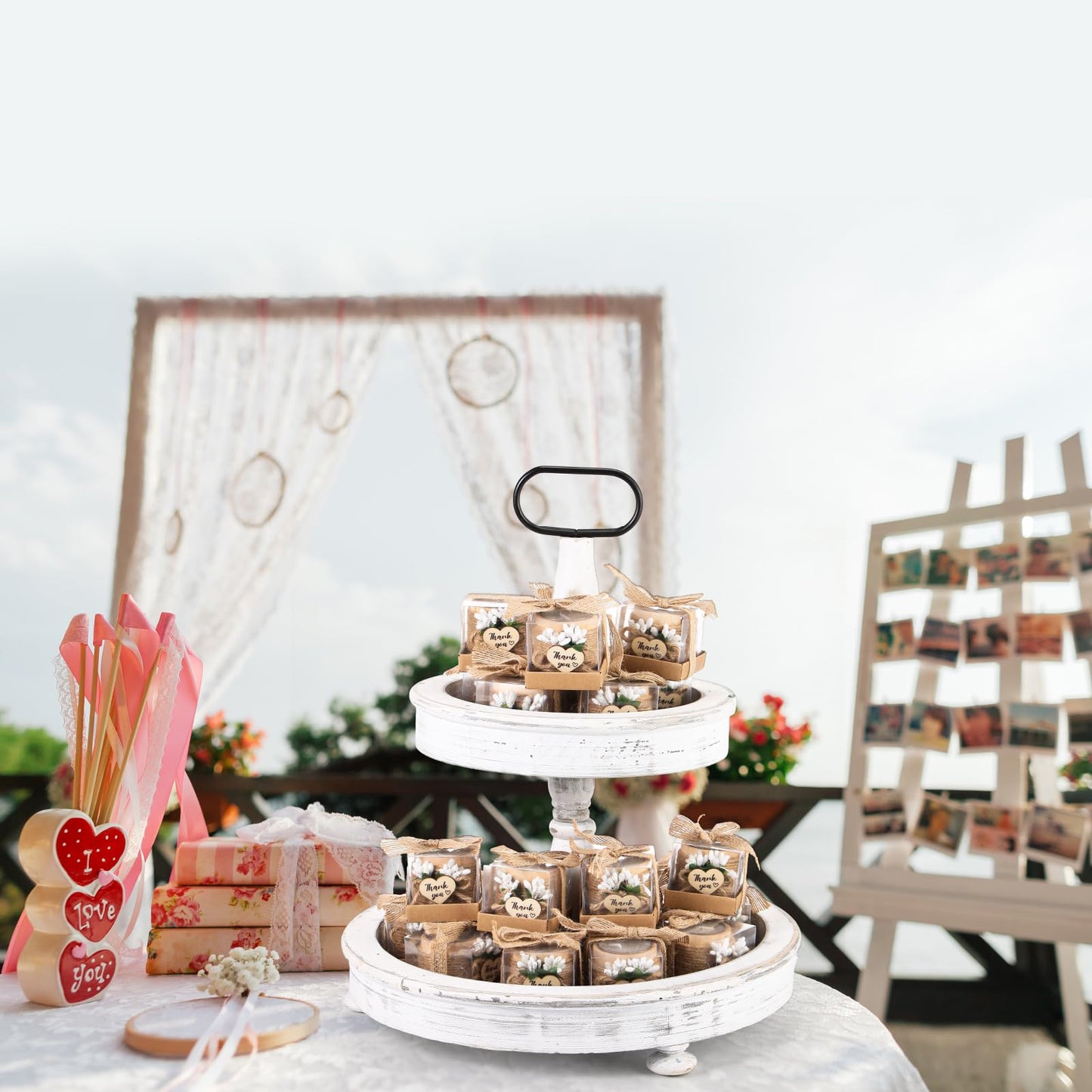 Retisee Wedding Candle Favors for Guests Bridal Shower Wood Memorial Tealight Candle Holder Thank You Gifts Handmade Candles for Wedding Baby Shower Housewarming Table Centerpiece(16 Sets)