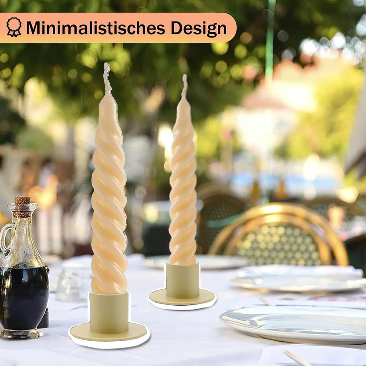 2 Pcs Gold Iron Candle Holder for Taper Candles, Wedding, Dinning, Party Decoration (Gold)