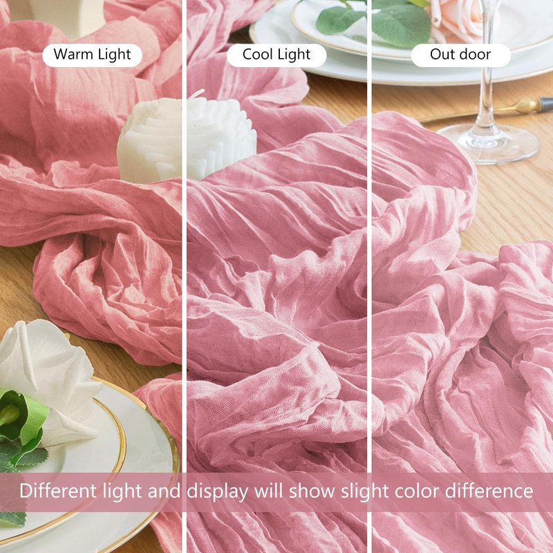 Wokceer Cheesecloth Table Runner 6Pack 10FT Pink Boho Gauze Cheese Cloth Table Runner for Party Long Rustic Sheer Table Runners for Baby Bridal Shower Wedding Easter Table Decor