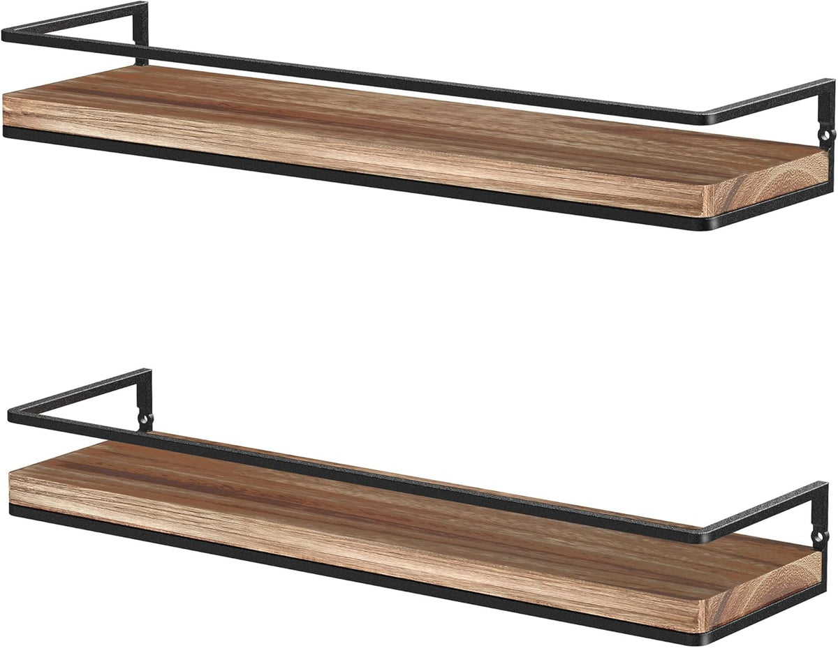 Meangood Floating Shelves - Rustic Wall-Mounted Storage Set of 2 for Bedroom, Living Room & Kitchen