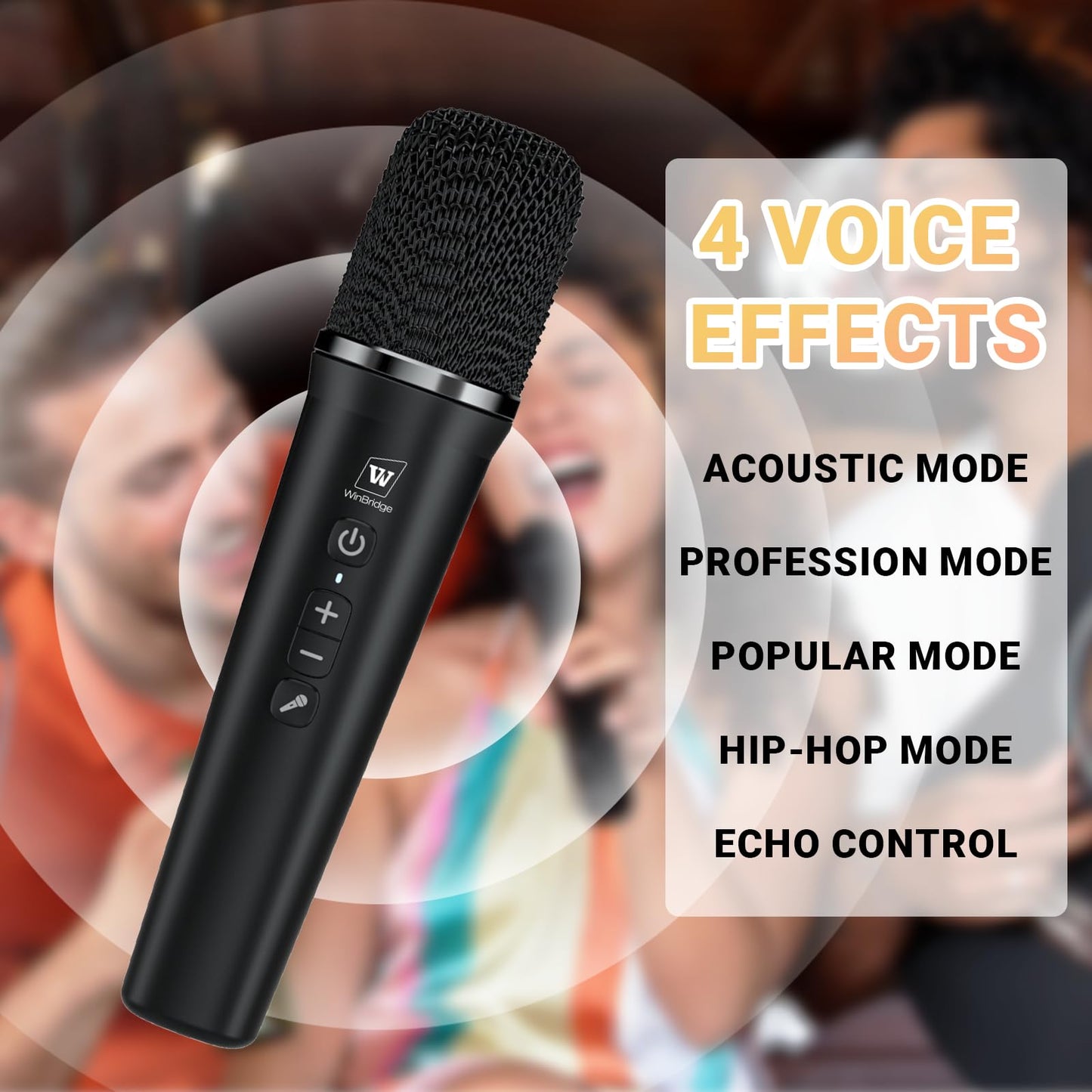 WinBridge S97 60W Bluetooth Speaker Mic– Powerful Wireless Voice Amplifier with Dual Microphones, Portable PA System & Karaoke Machine for Teachers, Sound Effects, Guitar Input, High Bass