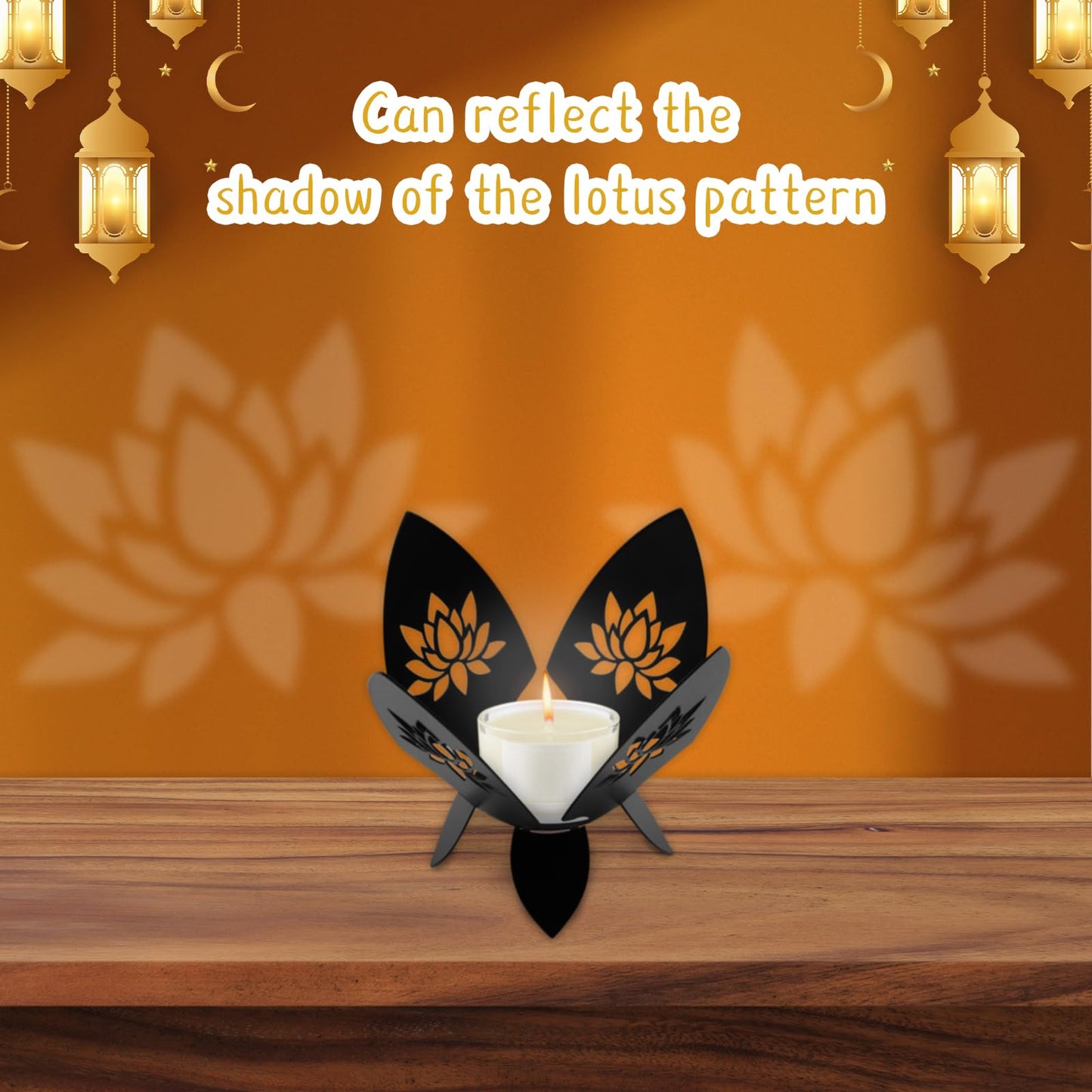 2 PCS Lotus Candle Holder Hollow-Out Lotus Tealight Candle Holder Shadow Lotus Pattern Flower Shape Candlestick Iron Diwali Decorative Candle Holders for Home Christmas Wedding Decor