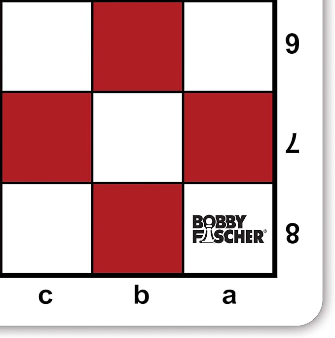 Bobby Fischer Tournament Roll Up Travel Chess Board - 20 inches - Mousepad Style with Red Squares by WE Games