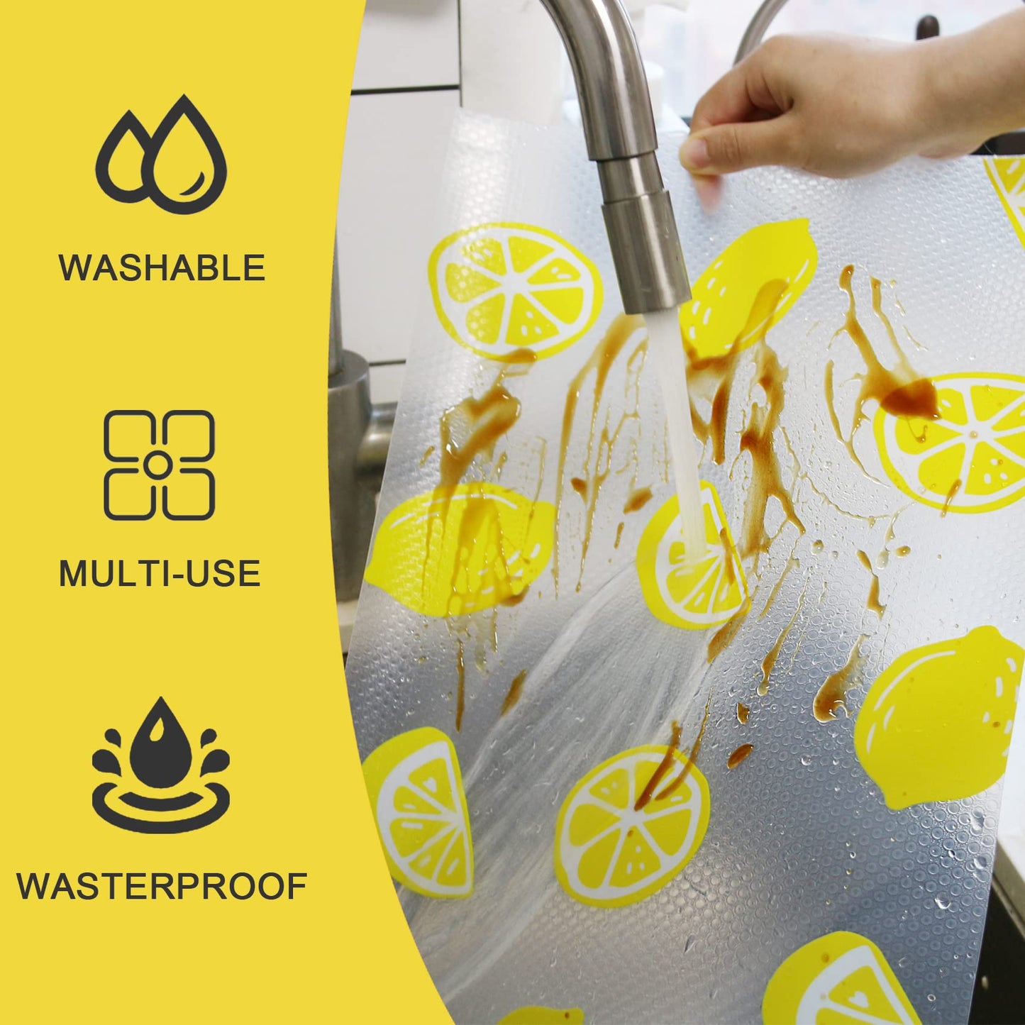 Cooyes Refrigerator Liners Waterproof Oil-Proof Fridge Mats Easy to Cut Non-Adhesive Kitchen Shelf Liner for Shelves Cabinet Drawer BPA-Free (17.7" x 78.7")