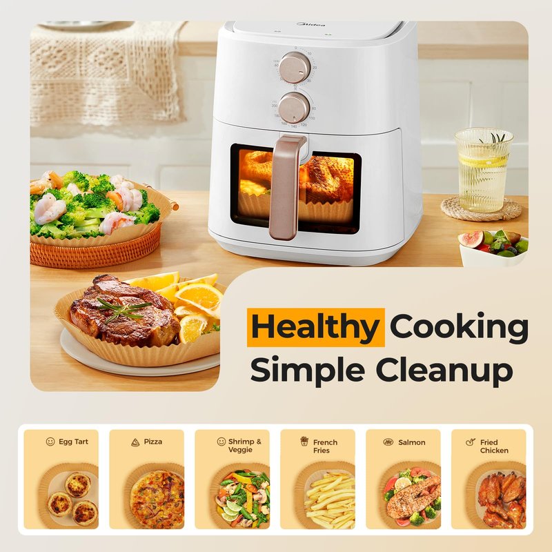 250 Pcs 8" Square Air Fryer Liners Disposable, Unbleached Parchment Paper Liners for Airfryer Basket, Non-Stick & Leakproof Baking Paper for Oven Roasting