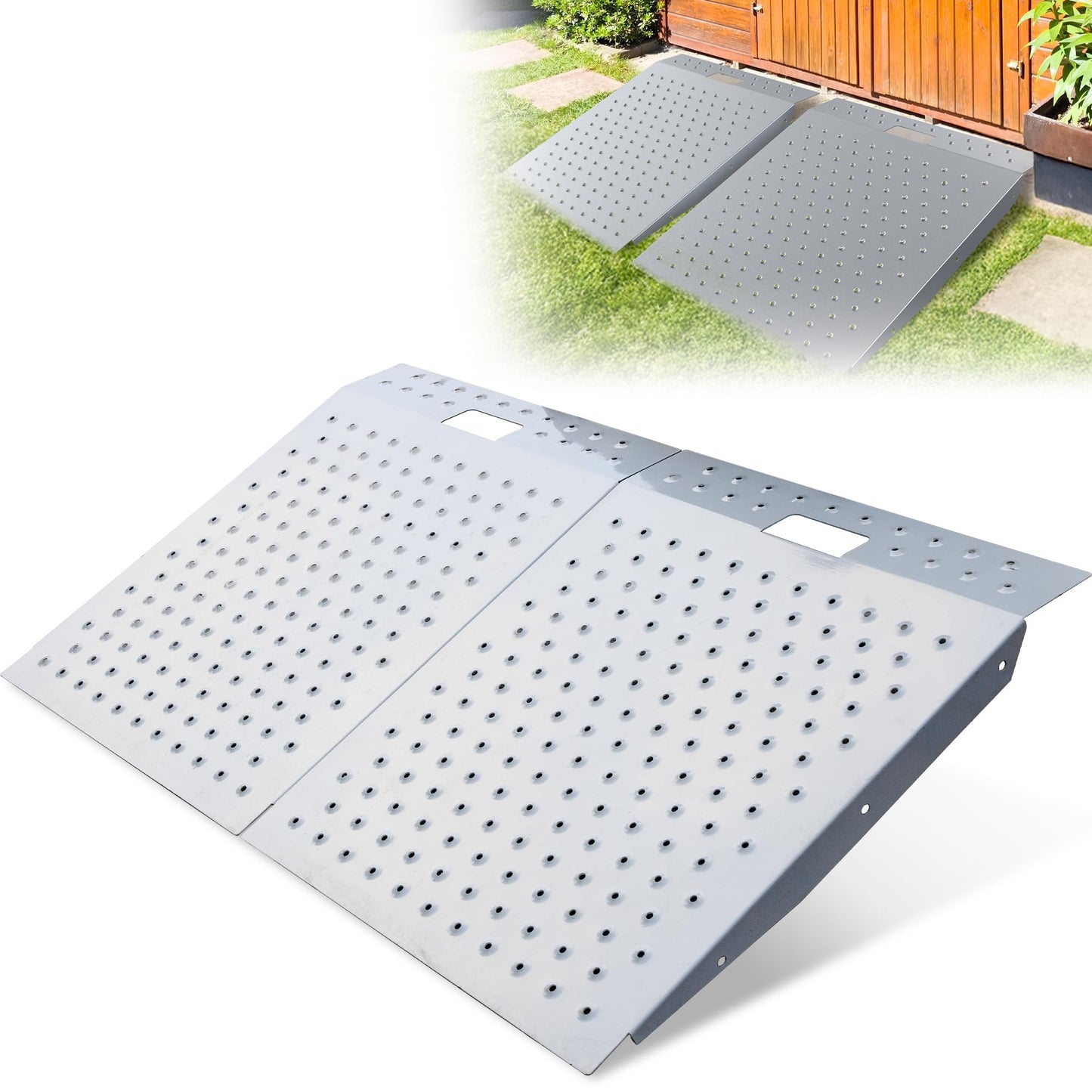 WHALEMOTOR Shed Ramp 2PC, Loading Ramp for Riding Mower, 29" L x48 W, 1500 lbs Capacity, Shed Storage Ramps for Sheds, Garages, Barns, ATV, Lawnmower, Golf Cart, Sturdy Anti-Slip Ramps