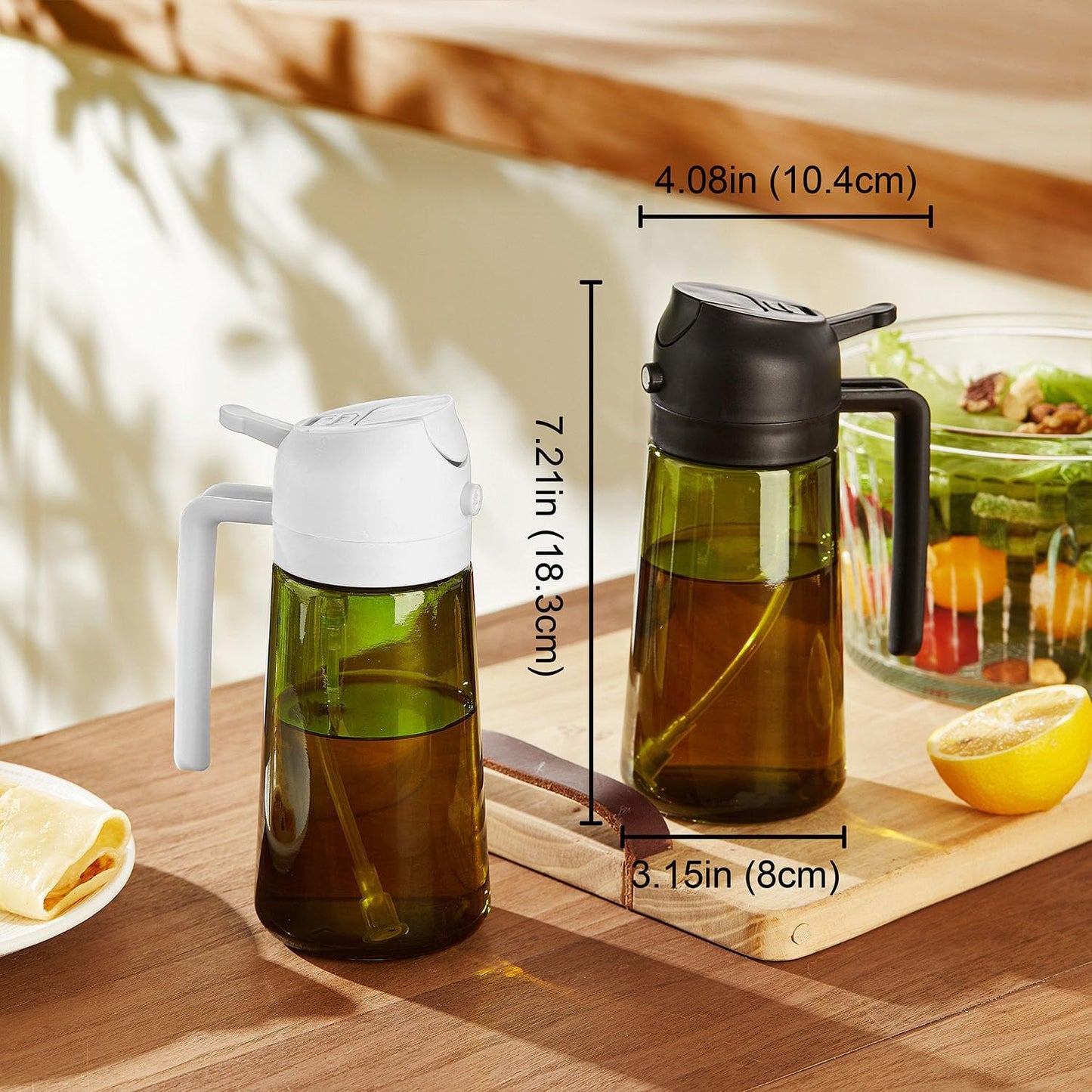 TrendPlain - 16oz Olive Oil Dispenser Bottle | Kitchen Gadget & Air Fryer Accessory - White