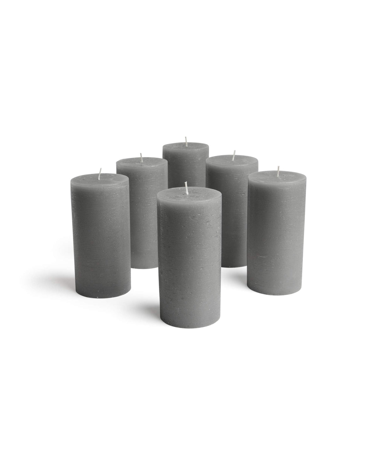 Mottled Pillar Candles by Bask - Set of 6-3" x 6" Dripless Unscented Candles in Grey for Home Decor, Relaxation & All Occasions