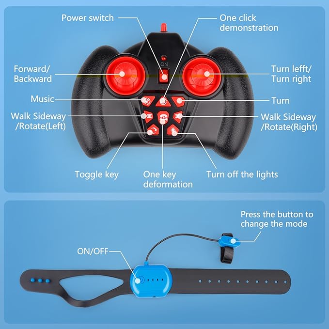 PREPOP Gesture Sensing RC Stunt Car Birthday for Age 6 7 8-12 13+ Year Old Boys - Cool Toys for Kids Hand Controlled Remote Control Twist Vehicle with Lights & Music 4WD Rotating