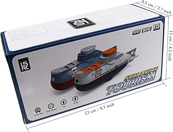 Tipmant RC Submarine Toy Remote Control Boat Underwater Diving Waterproof for Fish Water Tank Kids Birthday Gift (White)