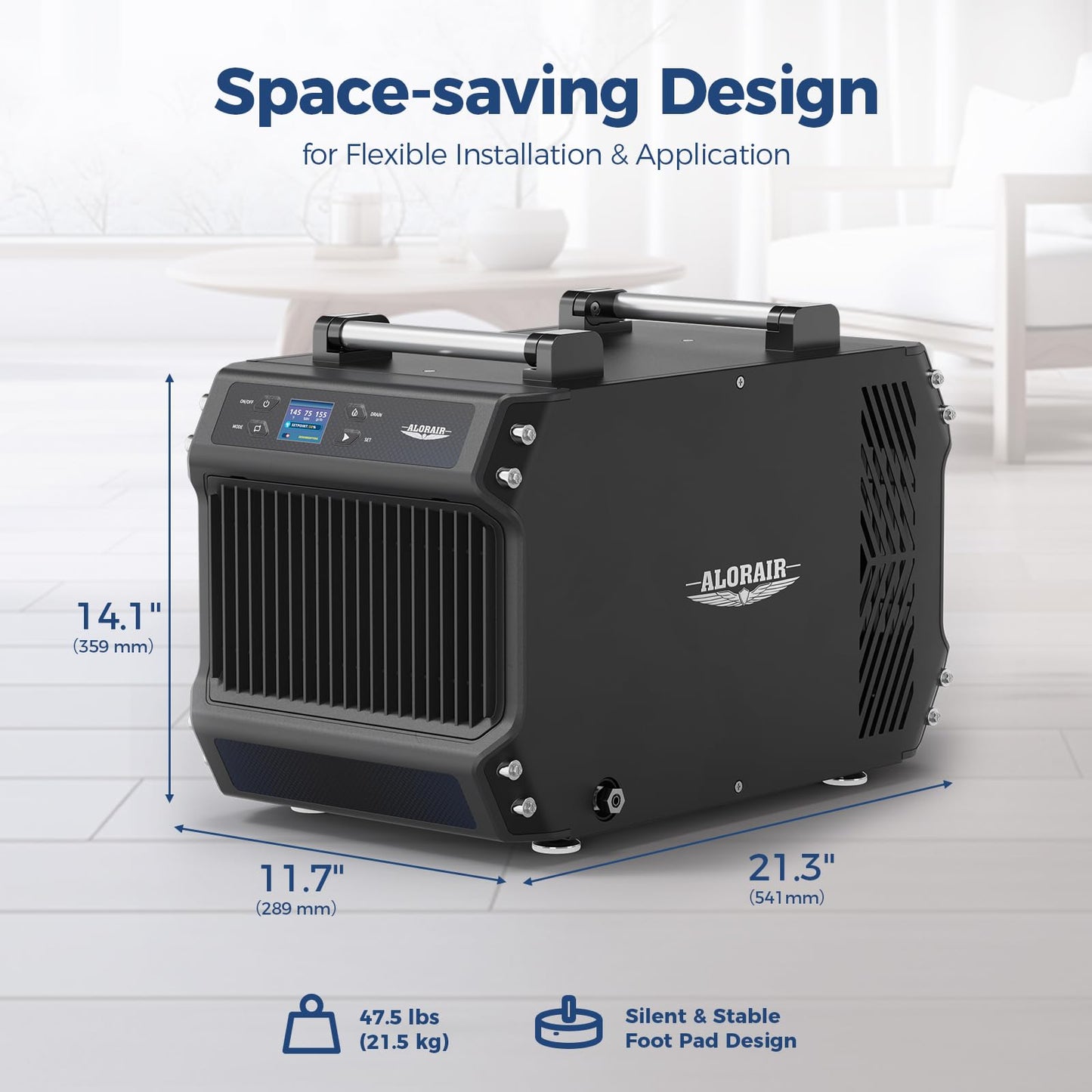 ALORAIR 145 Pint Crawl Spaces Dehumidifier with Pump and Drain Hose, Auto Defrost for Crawlspaces, Commercial, Basements, and Large Rooms up to 1800 Sq.Ft
