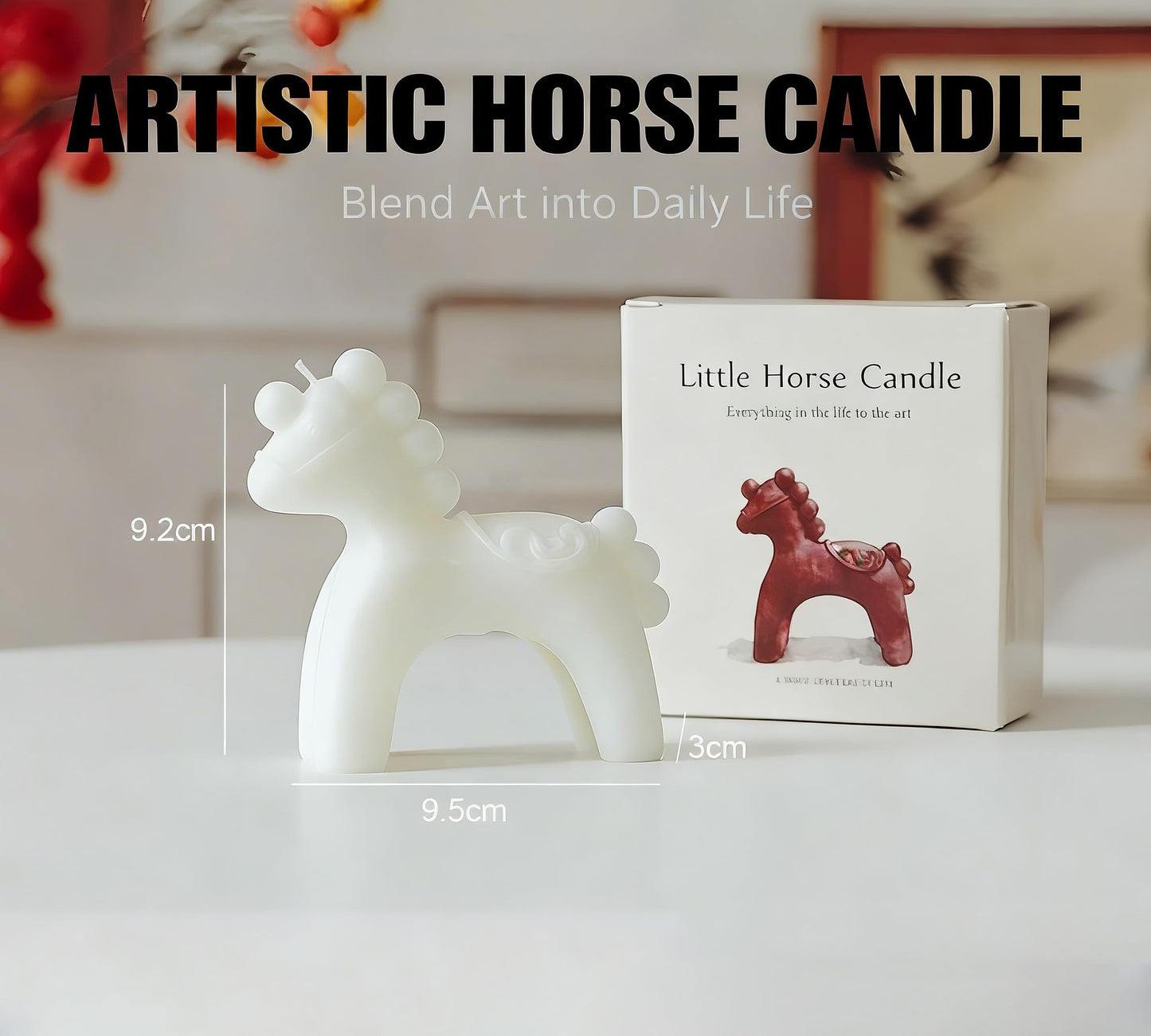 Horse-Shaped Scented Candle,Adorable Animal Design,Soy Wax Smokeless Candle with Floral Fragrance,New Year Gift of Positive Energy,Perfect for Christening Favors,Home Decor