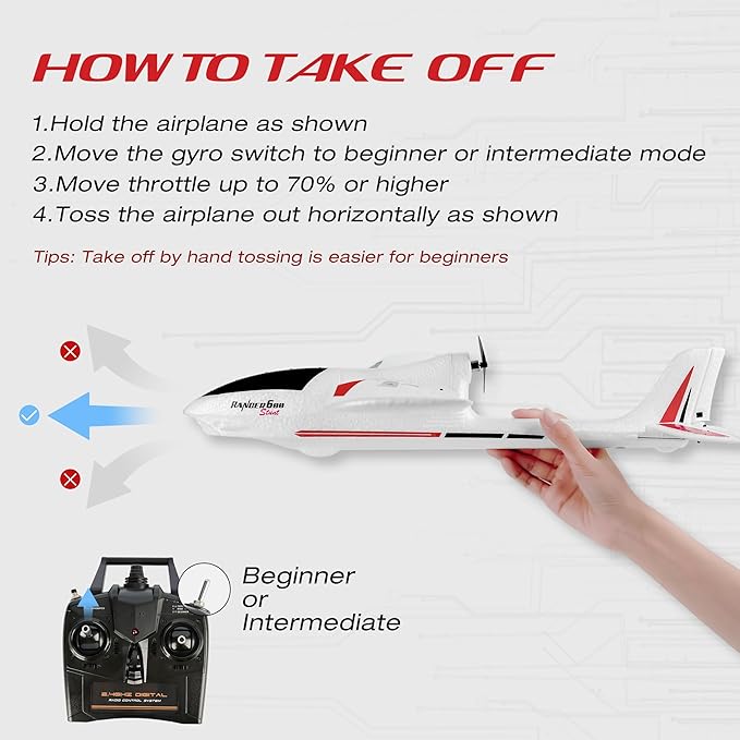 28℃ RC Plane Ranger600 4 Channel Glider Remote Control Airplane 2.4Ghz Ready to Fly RC Airplane Xpilot Stabilization System & One Key Aerobatic for AdultsKidsBeginners