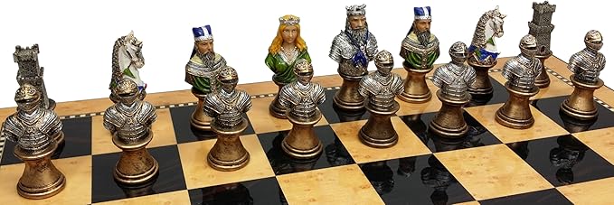 Medieval Times Crusades RED & Green Busts Set of Chess Men Pieces Hand Painted - NO Board