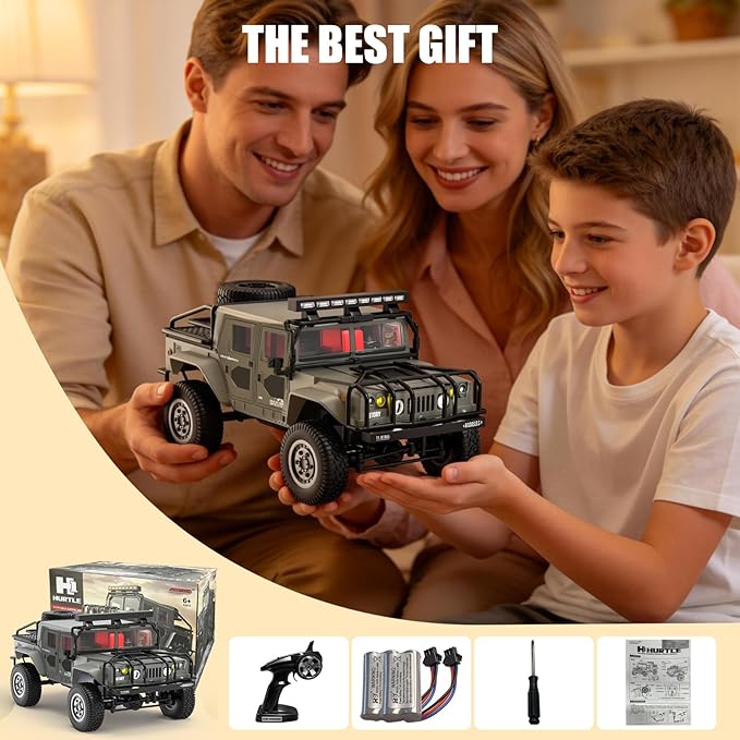 1:12 RC Car Toy 4WD 2.4GHz Remote Control Off-Road Crawler Vehicle IPX4 Waterproof 13MPH Full Metal Chassis with LED Lights Rechargeable Batteries for Adults Kids 8+ (Yellow)
