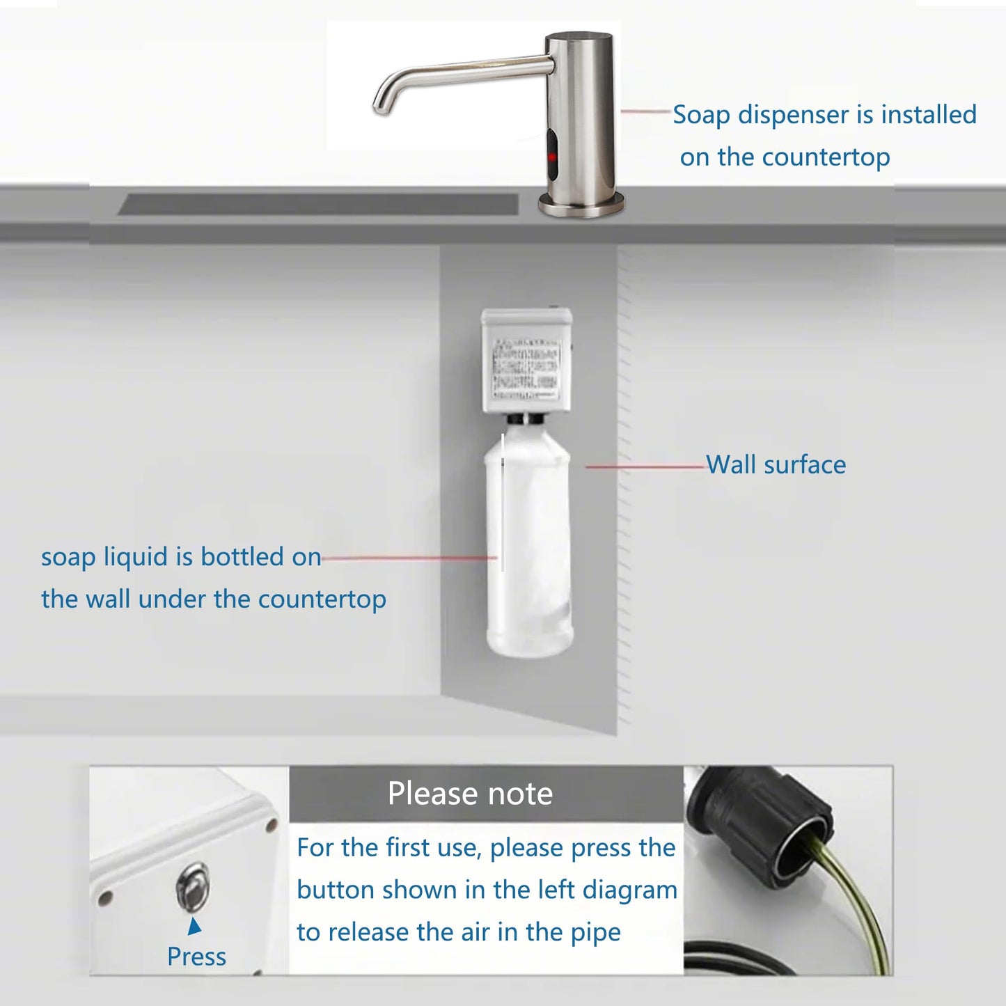 Automatic Soap Dispenser Touchless for Kitchen and Bathroom, Sink Built in Commercial Electric Soap Dispenser,Upgraded Infrared Sensors Brass Material, with Bottle and Pump 33.81oz/1000ml