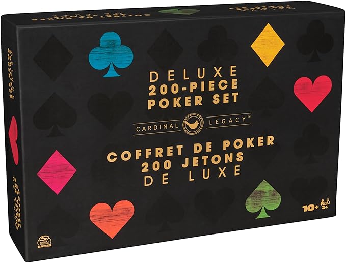 Spin Master Games Cardinal Legacy Deluxe 200-Piece Poker Set Premium Dual-Toned Poker Chips in Wooden Storage Case 2-10 Players for Ages 10 & Up