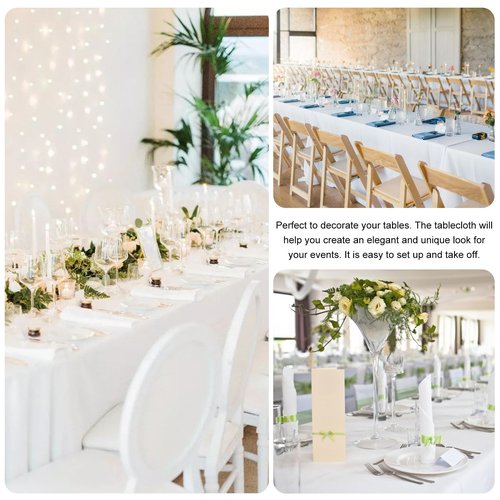 JALANCY 4 Pack Rectangle Tablecloth 60x102 Inch White Washable Polyester Table Cover for Wedding Dining Table Buffet Parties Banquet Decoration(White)