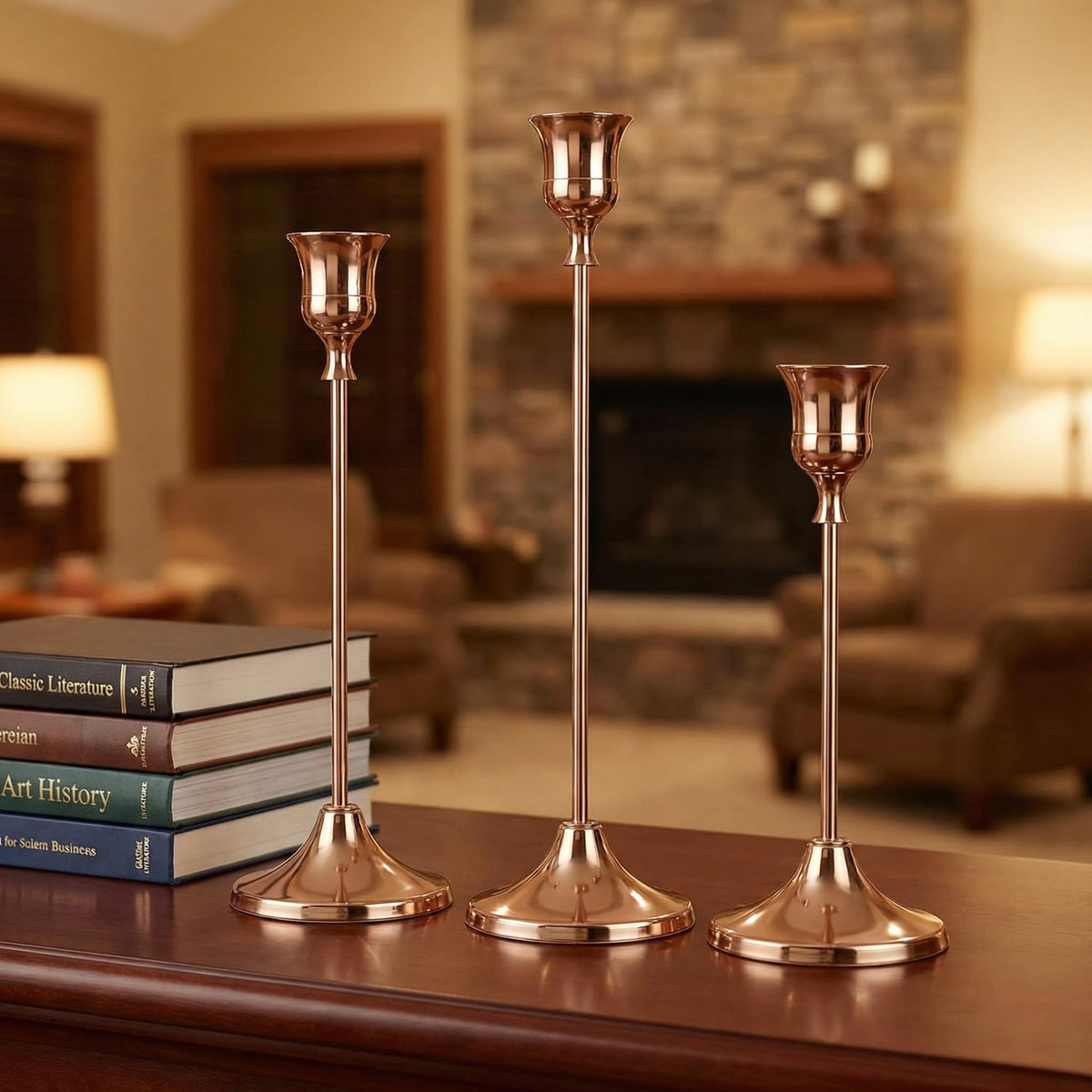 4 Sets(12 Pcs) French Gold Tapered Candle Holder,Candlestick Tall Metal Candlestick Holders for Table Centerpiece Home Decor for Wedding Fireplace Mantel Housewarming Gift Fits 3/4 Inch Thick Candles