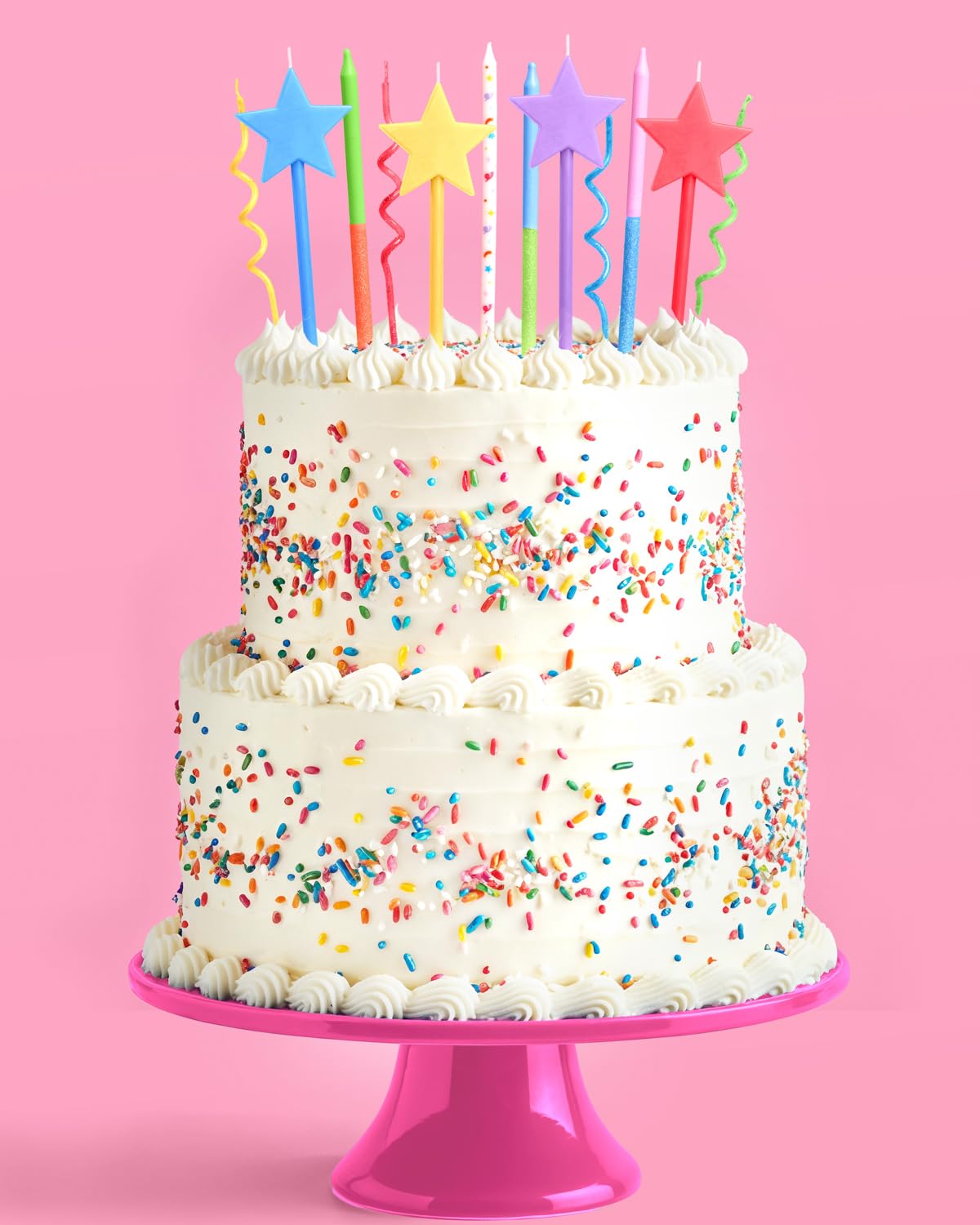 xo, Fetti Fun Novelty Birthday Candles - 14 Piece Set | Star Shaped, Glitter, Pastel Rainbow, Party Decorations, Celebrations, Sparkle, Unique Candles
