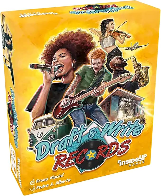 Inside Up Games Draft & Write Records | Music Board Game Card Drafting | Draft Your Band Tour The World Top The Charts | for 1 to 6 Players | for Ages 10 and Up | 30-40 Minute Playtime