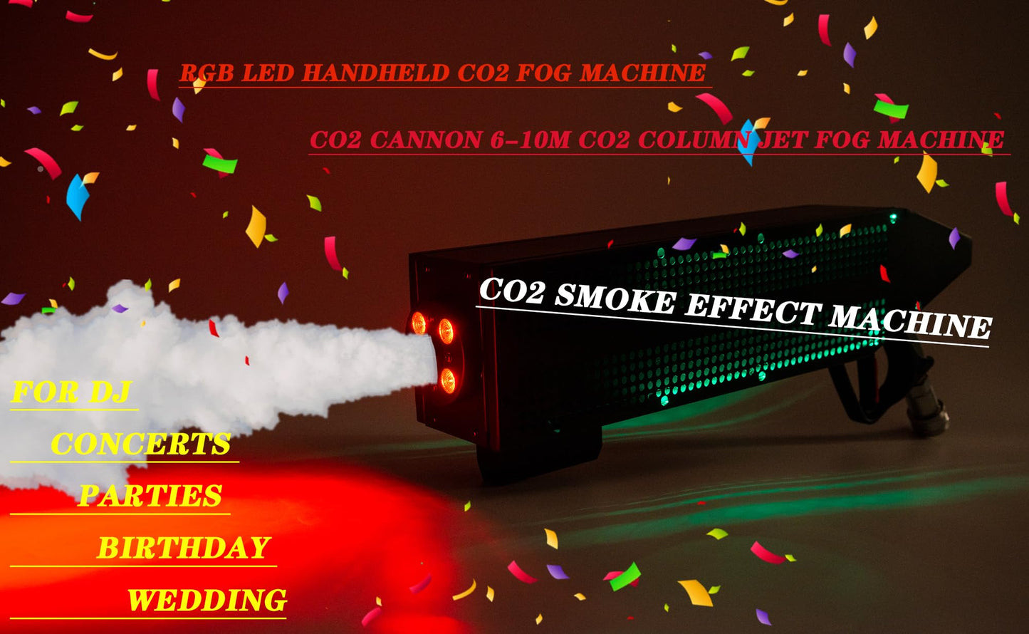 HTMTTTMTH Stage LED CO2 Jet Machine Handheld Stage Effect Smoke Machine CO2 Fog Machine with RGB Lights Cannon for Nightclub Wedding Party Dj Concert Live Party Stage Special Effect