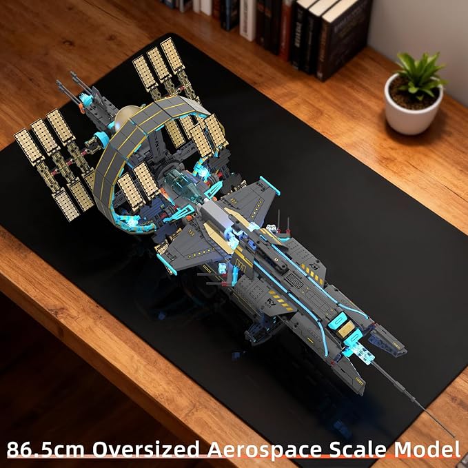 Space Station Spaceship Building Blocks Set with Motor & LED Lights Exploration Model Building Kits with Display Stand STEM Engineering Gift for KidsAdults and Space Fans (1471 PCS)