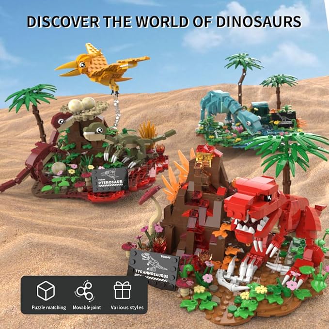 Dinosaur World T-Rex Building Set- Compatible with Lego Sets for Boys 8-14 Jurassic Volcano Era Building Birthday Gift Set for Boys & Girl (559 Pcs)