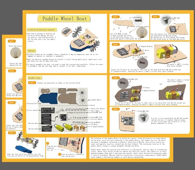 RC Boat Building Kit for Kids Ages 8-12 Paddle Boat STEM Science Kit for Boys & Girls