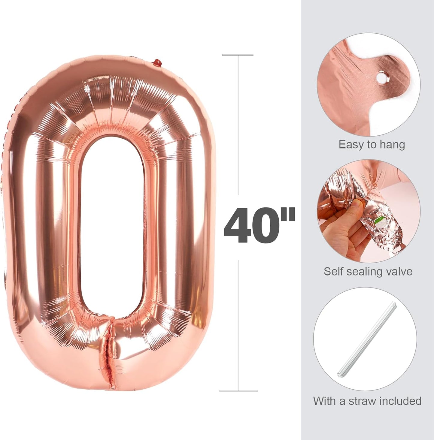 Regine Switzerland 50 Balloon Number - Rose Gold 40 Inch Birthday Decorations for Celebrations