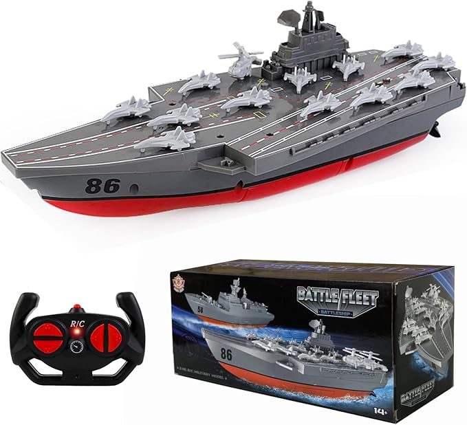 Remote Controlled Warship Battleship Aircraft Carrier 10km/h 4WD 2.4G RC Boat On Water Lakes Pools Exhibits Models for 14Y+ Beginners