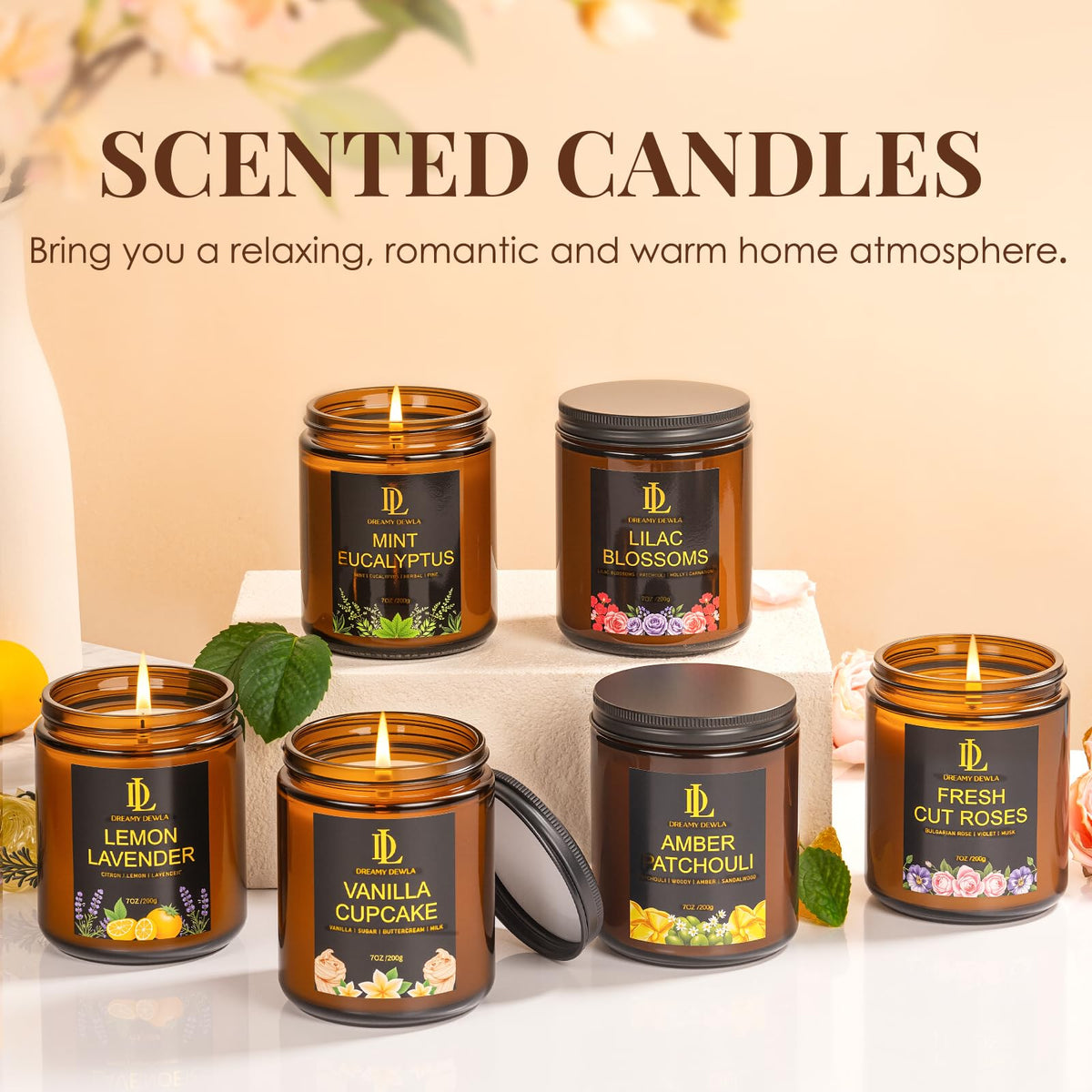 Mint Eucalyptus Candles, Mint Eucalyptus Scented Candle, Mother's Day Candle Gifts for Women, Soy Candles for Home Scented, 7oz 50 Hours Burn