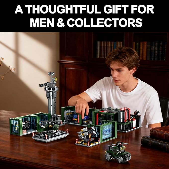 Military Base Building Set for Adults – 1753 PCS Army Model Kit with Vehicles Helicopter & Figures Model Building Kit for Adult Room Decor for Men Teen