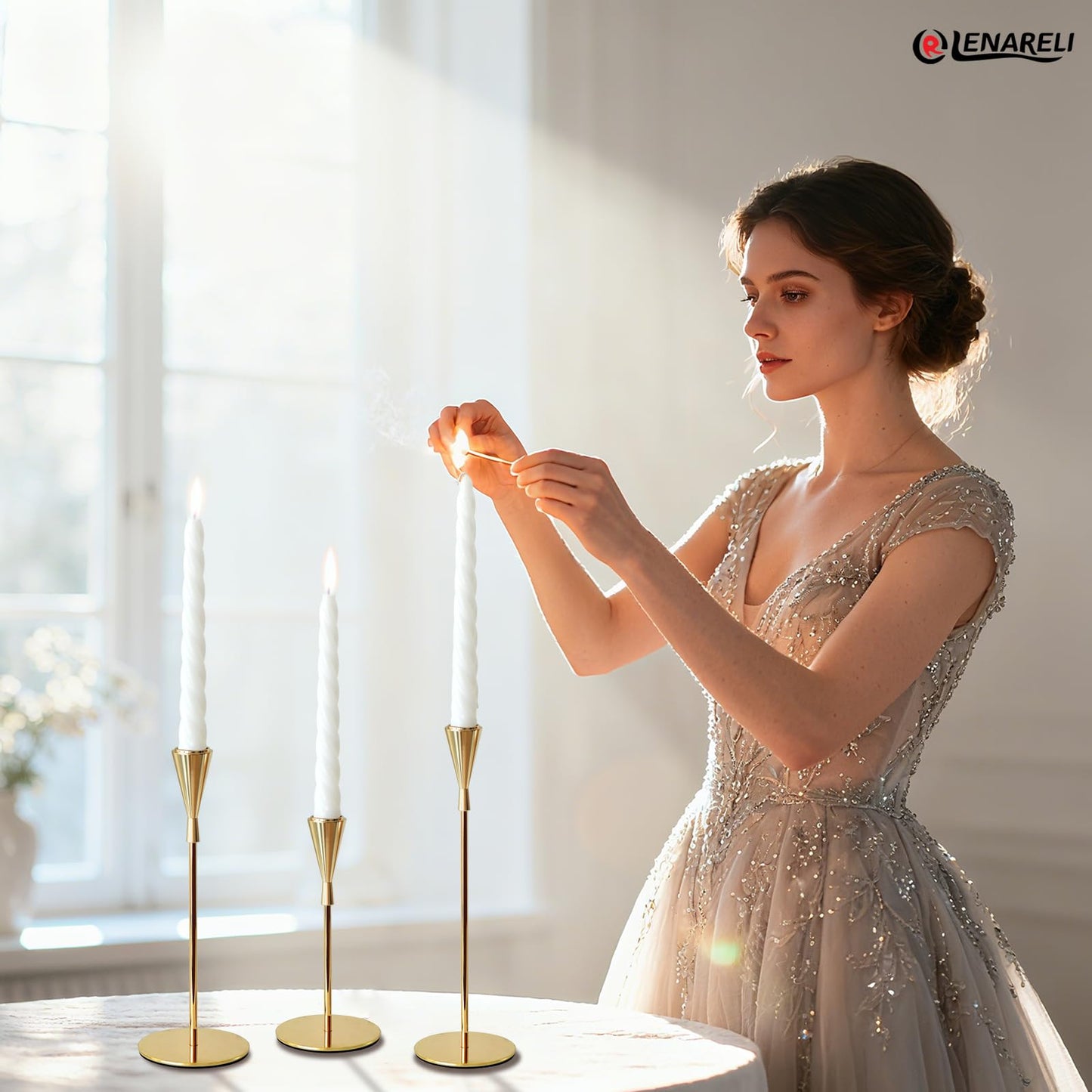 6PCS White Taper Candles Ideal as Dinner Candles - Smokeless and Unscented Taper Candles Long Burning Hand Poured Tall Candlesticks Ideal for Weddings, Dinner Parties, and Home Decor