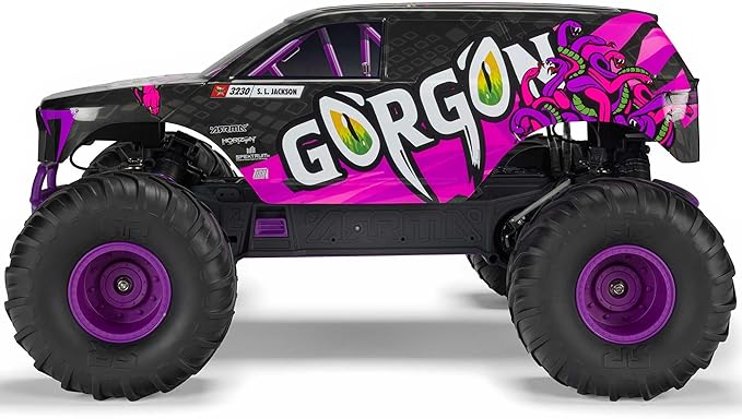 ARRMA RC Truck 1/10 Gorgon 2 Wheel Drive RTR Brushed Monster Truck Battery & Charger Included Purple ARA3230ST4